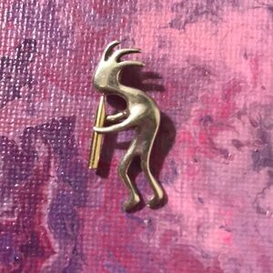 Native American Silver and Gold Toned Kokopelli Fertility Pendant